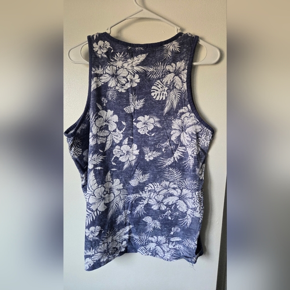 Men's blue & gray Hawaiian print tank tops, size S - Picture 4 of 5